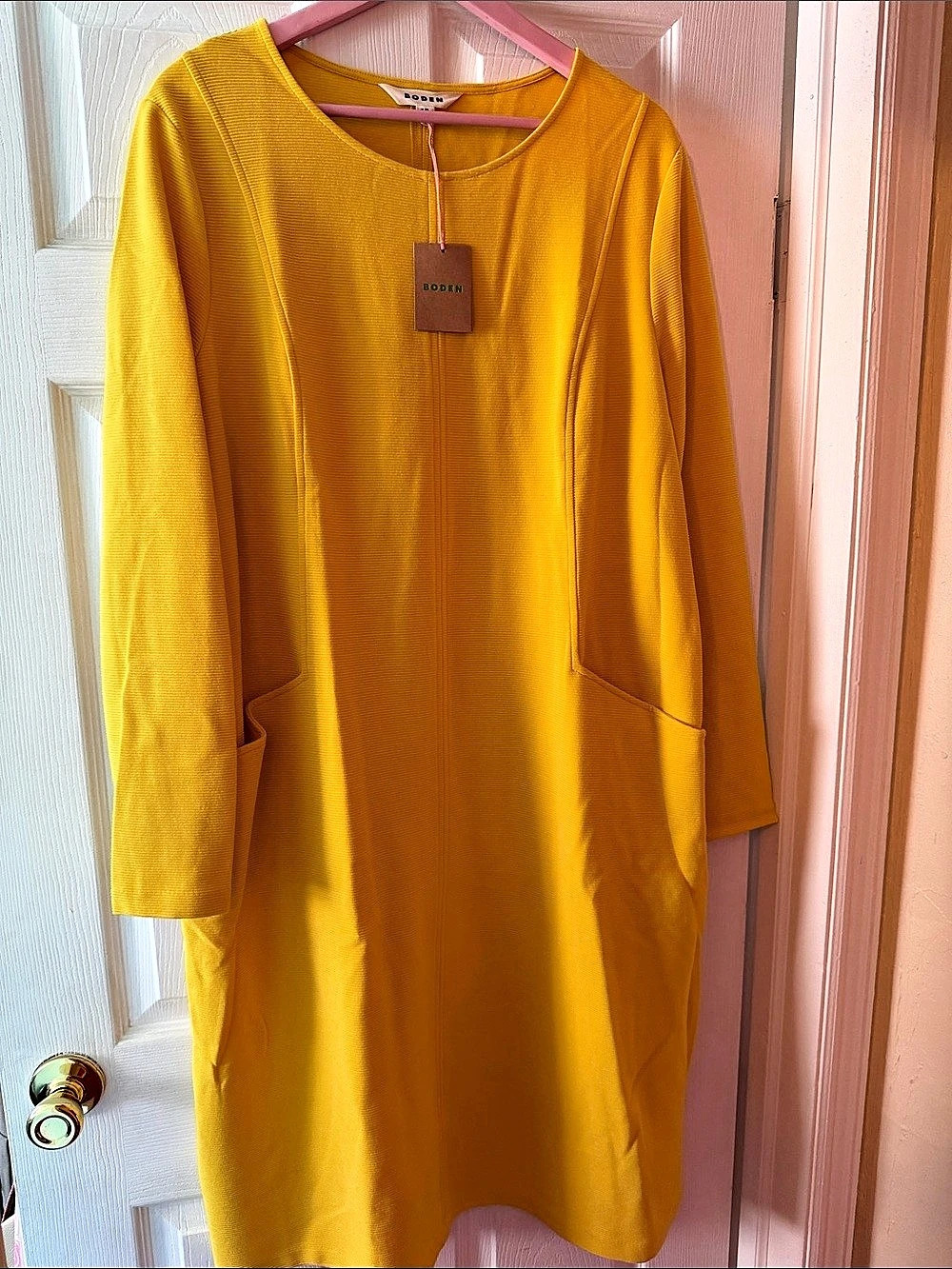 Boden Ellen Ottoman Dress Yellow 20- 22L NWT